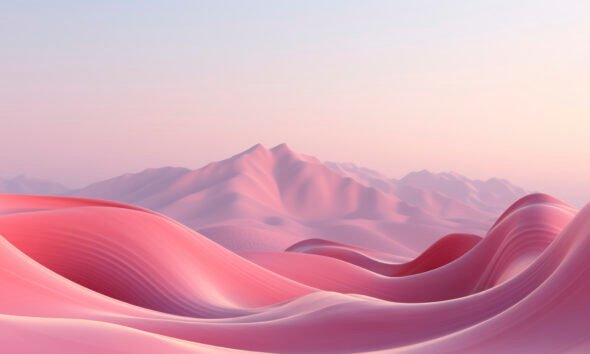 pink nature landscape with vegetation flora